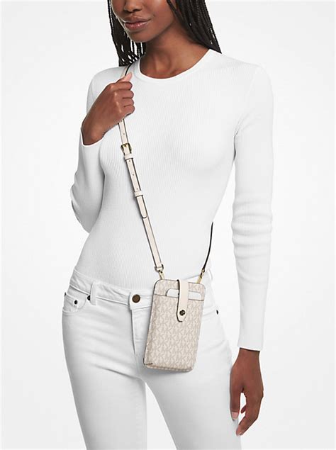 michael kors logo smartphone crossbody bag in natural|Michael Kors messenger bag sale.